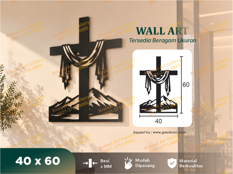 WALL ART - Draped Cross Mountain Wall Art (CRS-A)