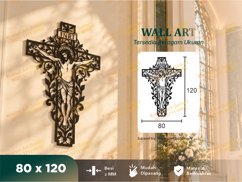 WALL ART - Ornate Floral Cross Wall Art (CRS-I)