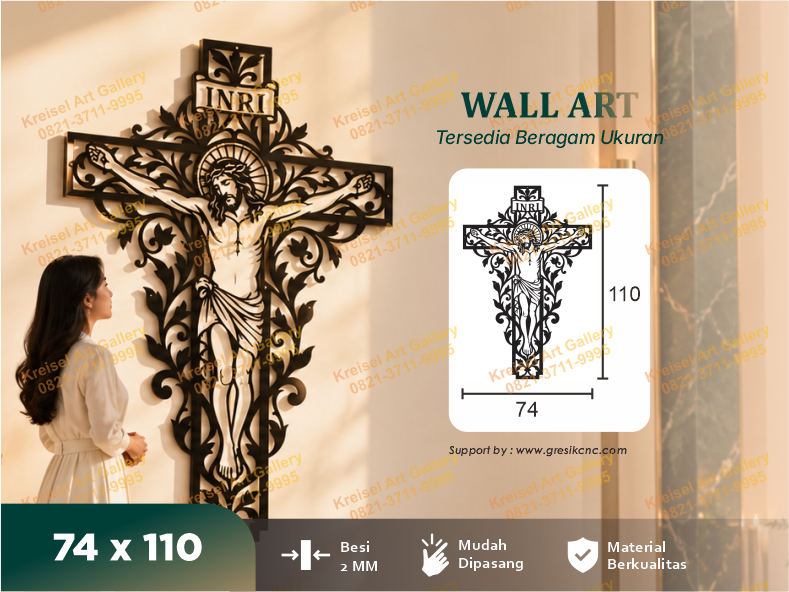 WALL ART - Ornate Floral Cross Wall Art (CRS-I)