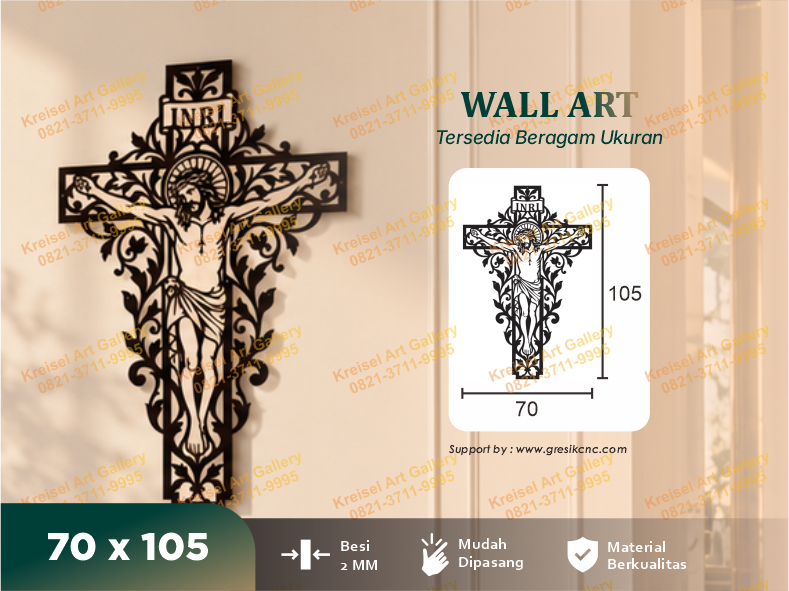 WALL ART - Ornate Floral Cross Wall Art (CRS-I)