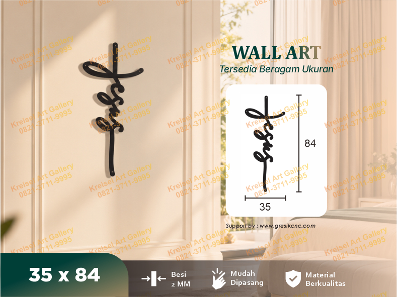WALL ART - Jesus Script Cross Wall Art (CRS-J)